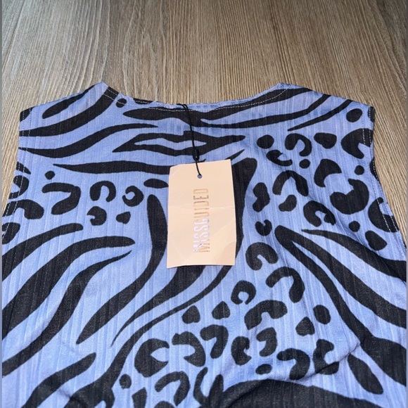 Mini Zebra/Cheetah Print Open Ruched Drawstring Side Dress - Picture 5 of 5